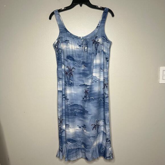 Kahala Vintage Hawaiian Dress Sleeveless Short Ruffle Hem Polynesian Tiki Sz 10 - Picture 1 of 9